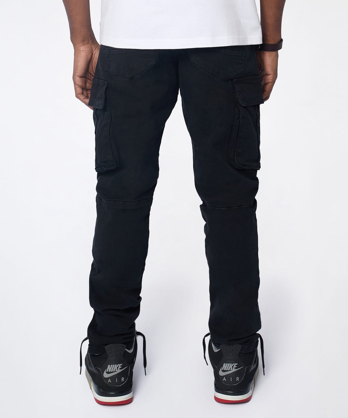 Reason Clothing Popular | Utility Cargo Denim Skinny Jeans - Black