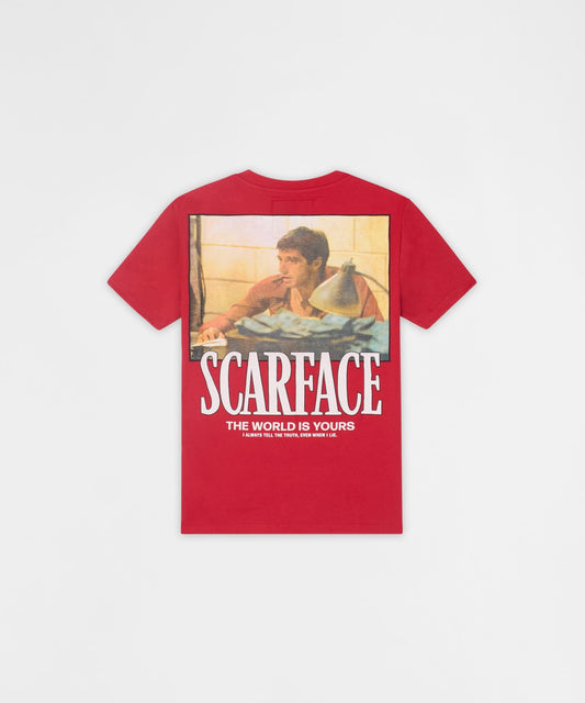 Reason Clothing Best Seller | Scarface Tells Truth Embroidered Short Sleeve Tee - Red