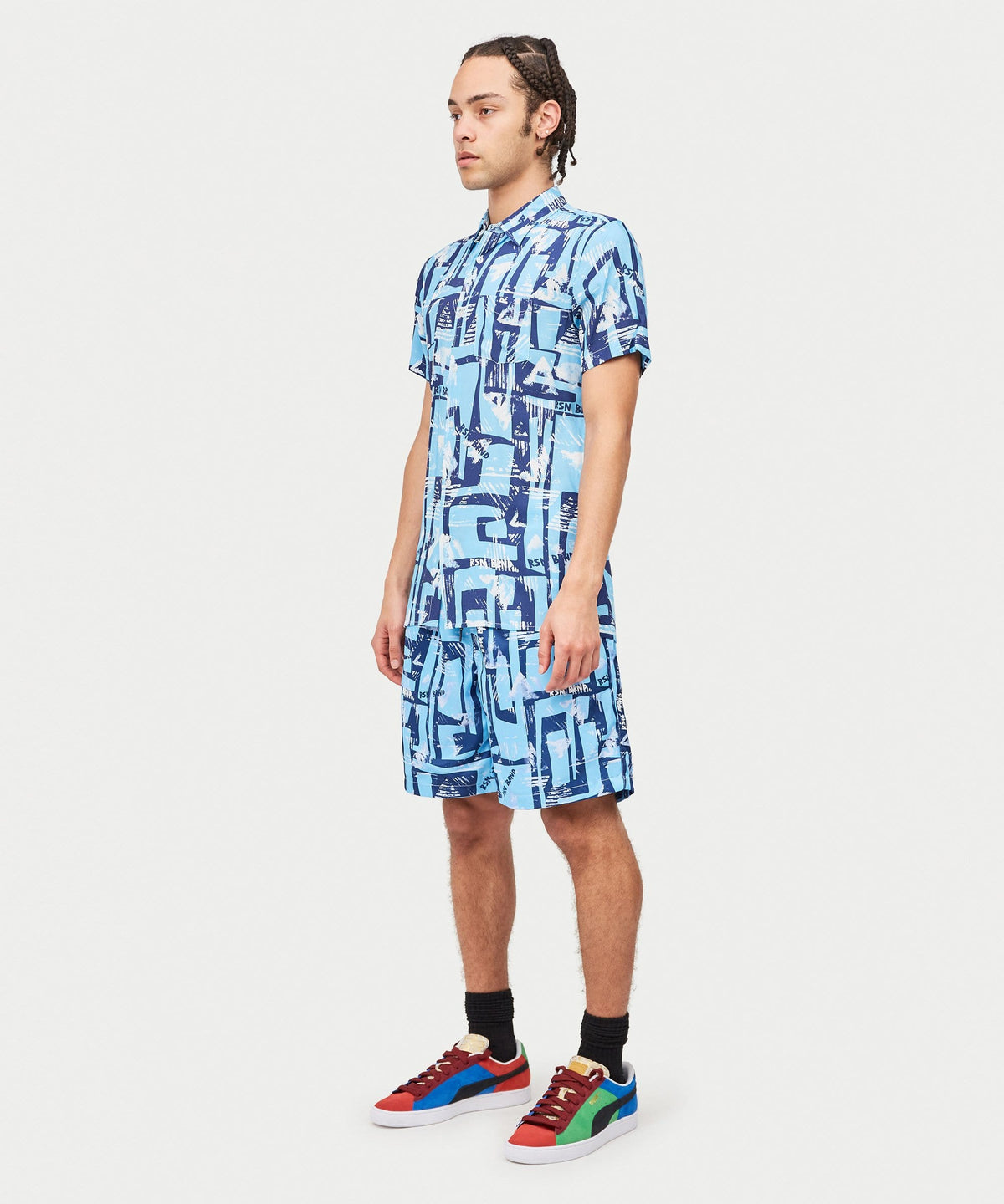 Reason Clothing Recommended | Aqua Shirt Shorts Set
