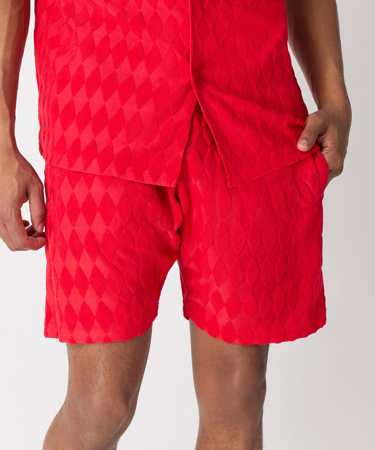 Reason Clothing Hot Sale | Diamond Plate Towel Short - Red