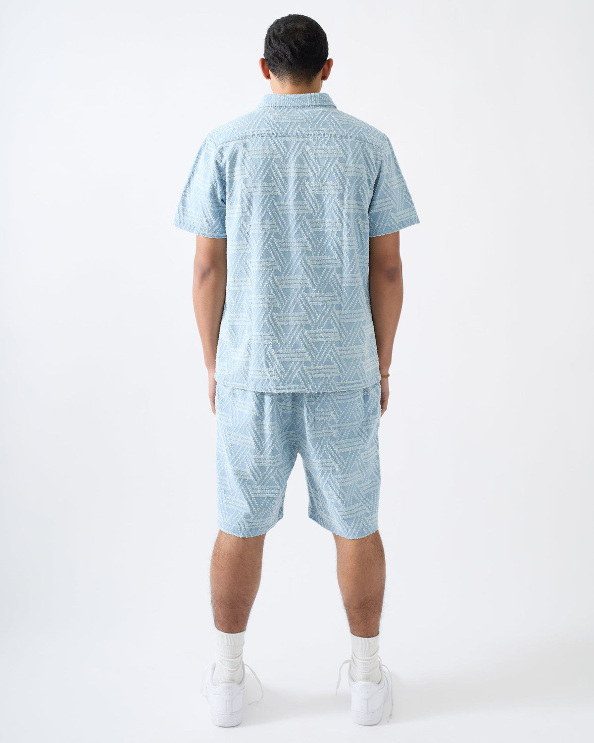 Reason Clothing Exclusive | Textured Geometric Button Down Shirt - Light Blue