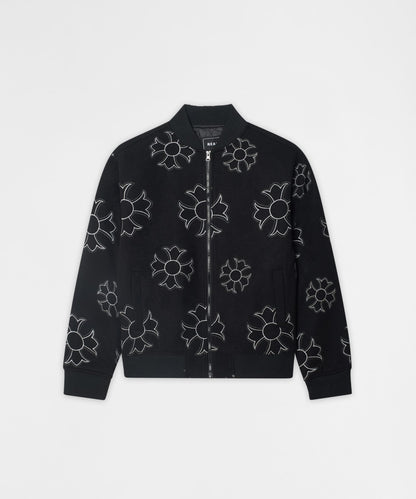 Reason Clothing Sale | Cross Applique Wool Varsity Jacket - Black