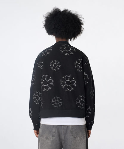 Reason Clothing Sale | Cross Applique Wool Varsity Jacket - Black