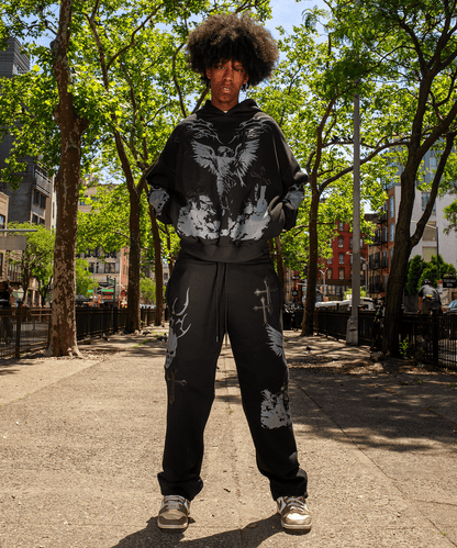 Reason Clothing Top Pick | Sin Again PU Applique Hoodie - Black