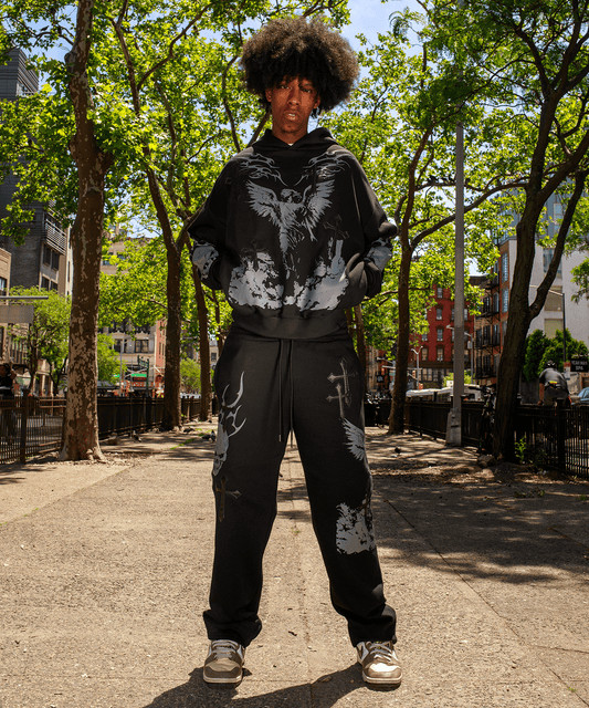 Reason Clothing Top Pick | Sin Again PU Applique Hoodie - Black