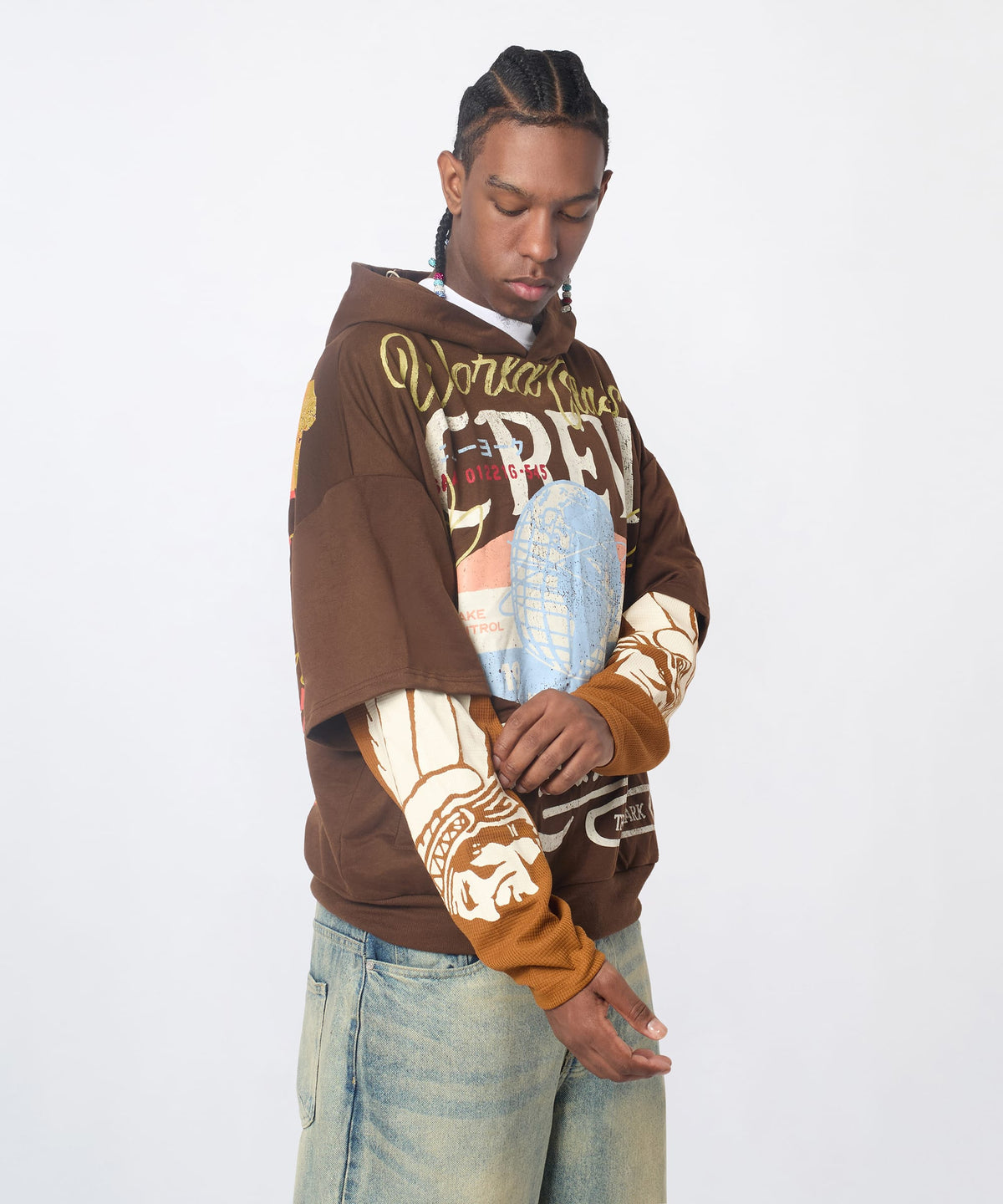 Reason Clothing Essential | Masters 2fer Pullover Hoodie - Brown