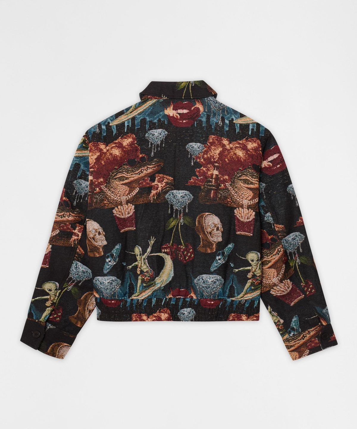 Reason Clothing Trending | Surreal Dream Tapestry Varsity Jacket - Black
