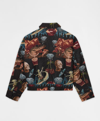 Reason Clothing Trending | Surreal Dream Tapestry Varsity Jacket - Black