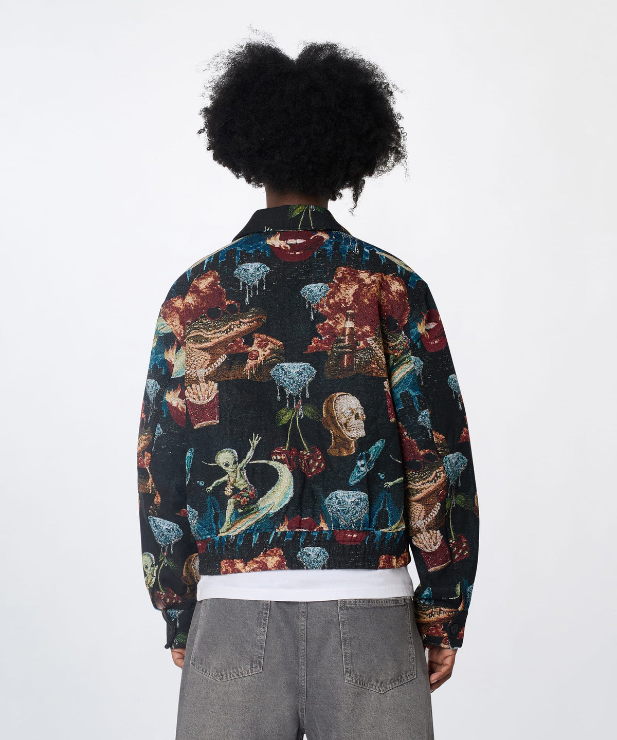 Reason Clothing Trending | Surreal Dream Tapestry Varsity Jacket - Black