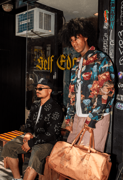 Reason Clothing Trending | Surreal Dream Tapestry Varsity Jacket - Black