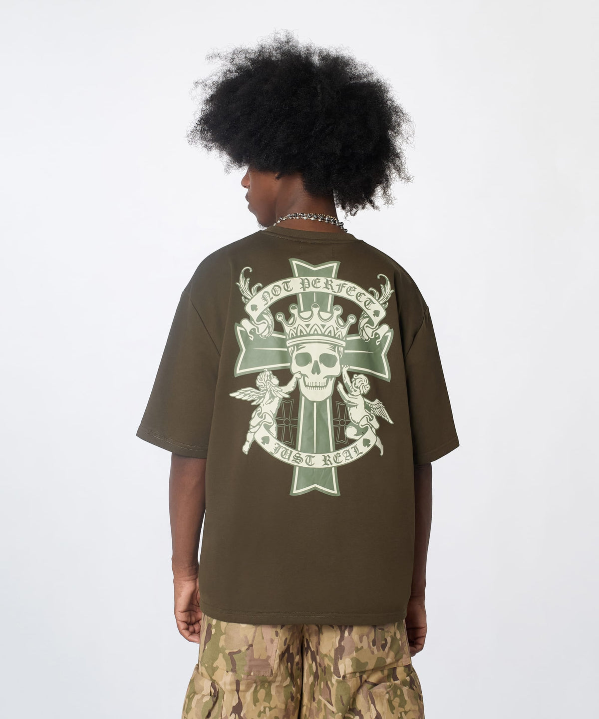 Reason Clothing Everyday | Not Perfect Embroidered French Terry Short Sleeve Tee - Olive Green