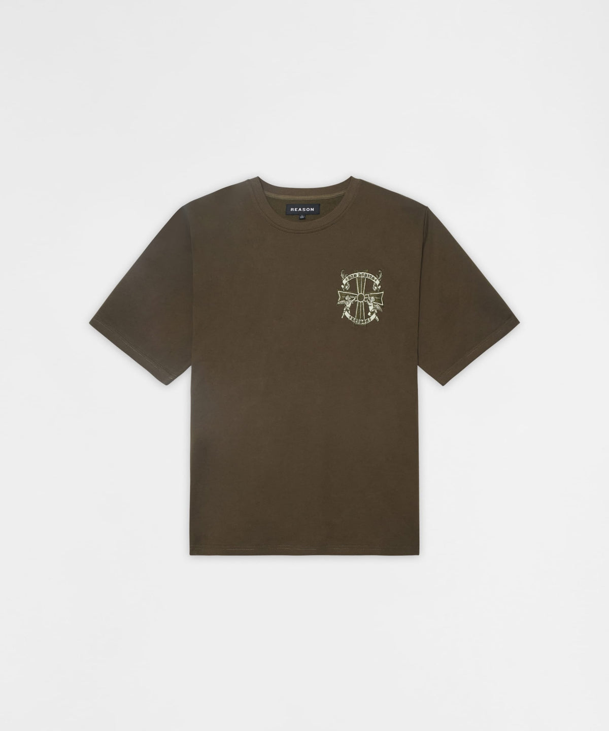 Reason Clothing Everyday | Not Perfect Embroidered French Terry Short Sleeve Tee - Olive Green