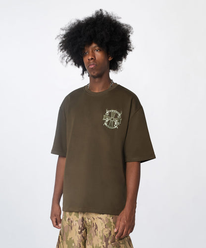 Reason Clothing Everyday | Not Perfect Embroidered French Terry Short Sleeve Tee - Olive Green