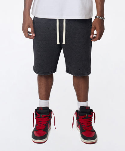 Reason Clothing Best Seller | Washed Rhinestone Short - Black
