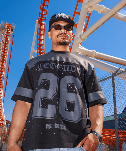 Reason Clothing Discount | Football Rhinestones Short Sleeve Tee - Black