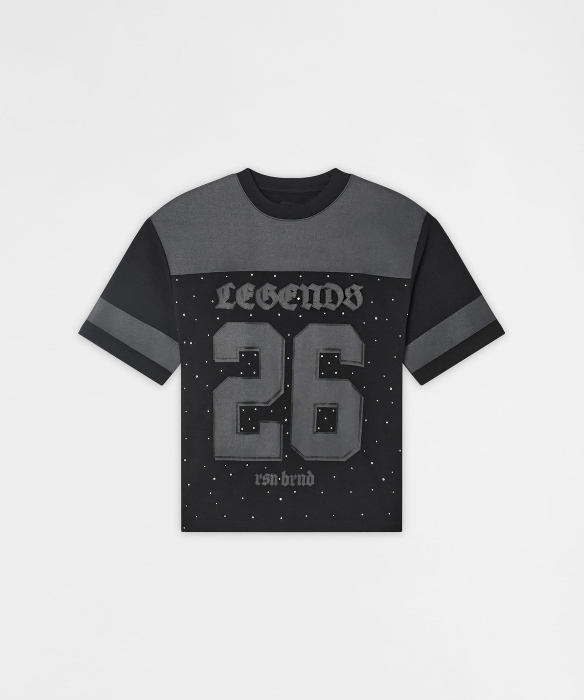 Reason Clothing Discount | Football Rhinestones Short Sleeve Tee - Black