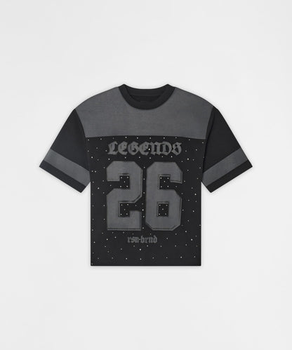 Reason Clothing Discount | Football Rhinestones Short Sleeve Tee - Black