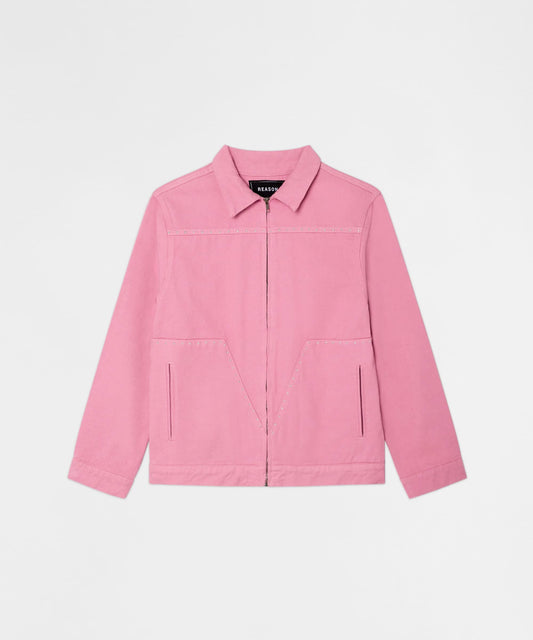 Reason Clothing Everyday | Saint Studded Work Denim Jacket - Pink