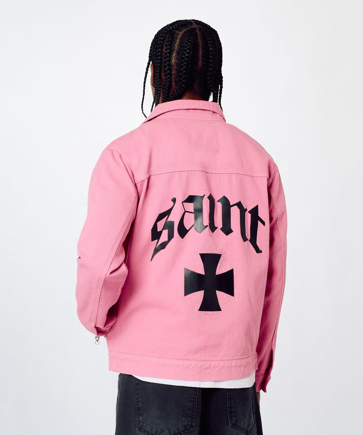 Reason Clothing Everyday | Saint Studded Work Denim Jacket - Pink