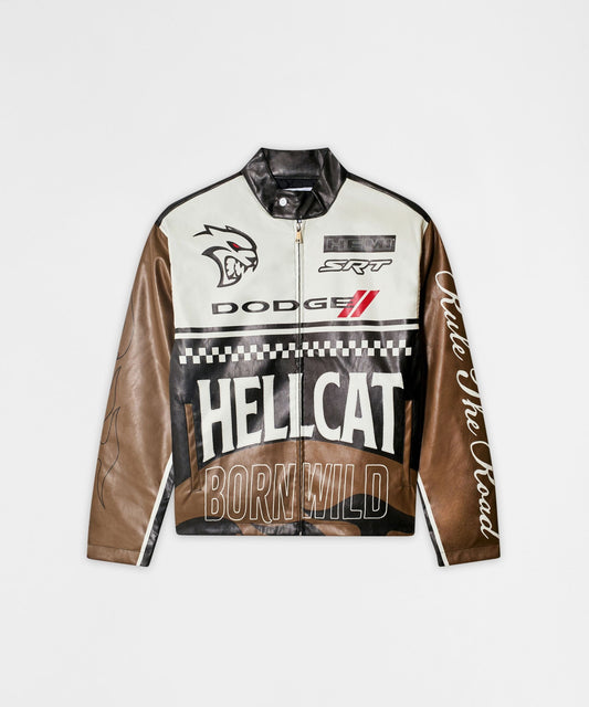 Reason Clothing Special Offer | Dodge Hellcat Moto Jacket PU - Khaki