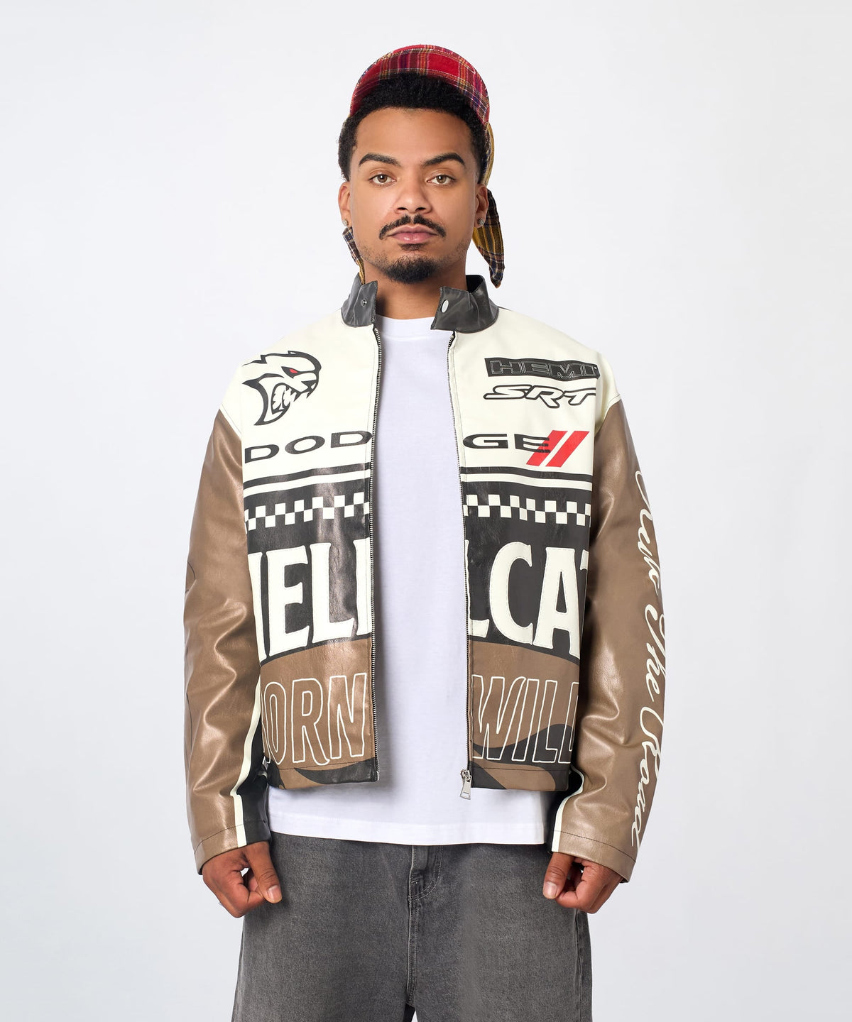 Reason Clothing Special Offer | Dodge Hellcat Moto Jacket PU - Khaki