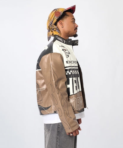 Reason Clothing Special Offer | Dodge Hellcat Moto Jacket PU - Khaki