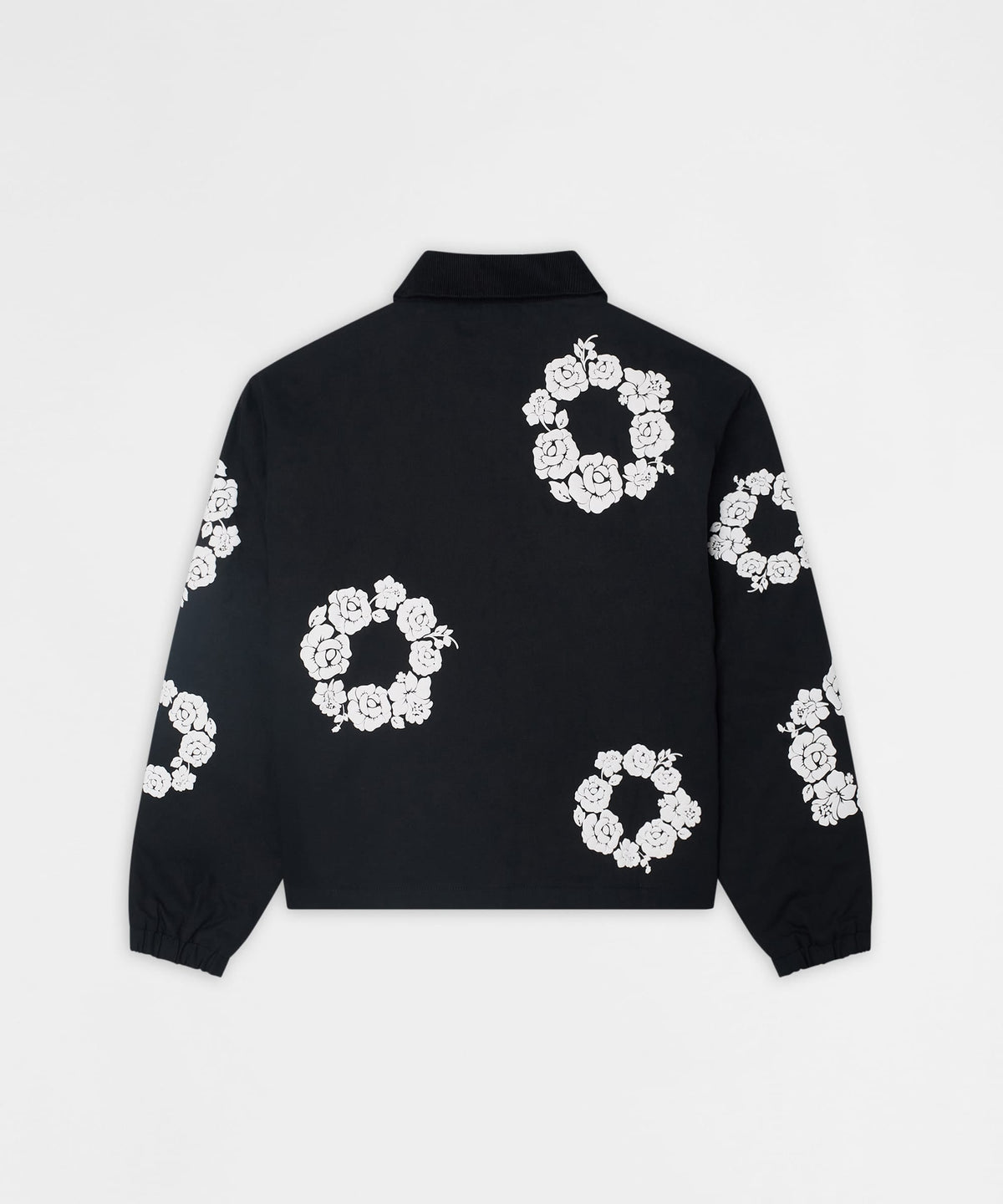 Reason Clothing Sale | Floral Wreath Collared Workwear Jacket - Black