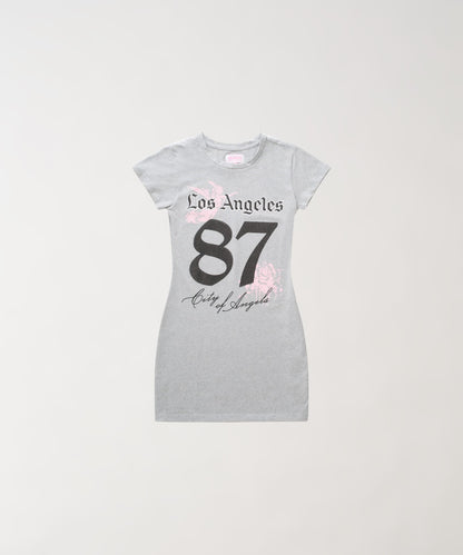 Reason Clothing Best Seller | LA Angels Graphic Bodycon Women's Dress - Grey