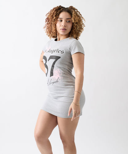 Reason Clothing Best Seller | LA Angels Graphic Bodycon Women's Dress - Grey