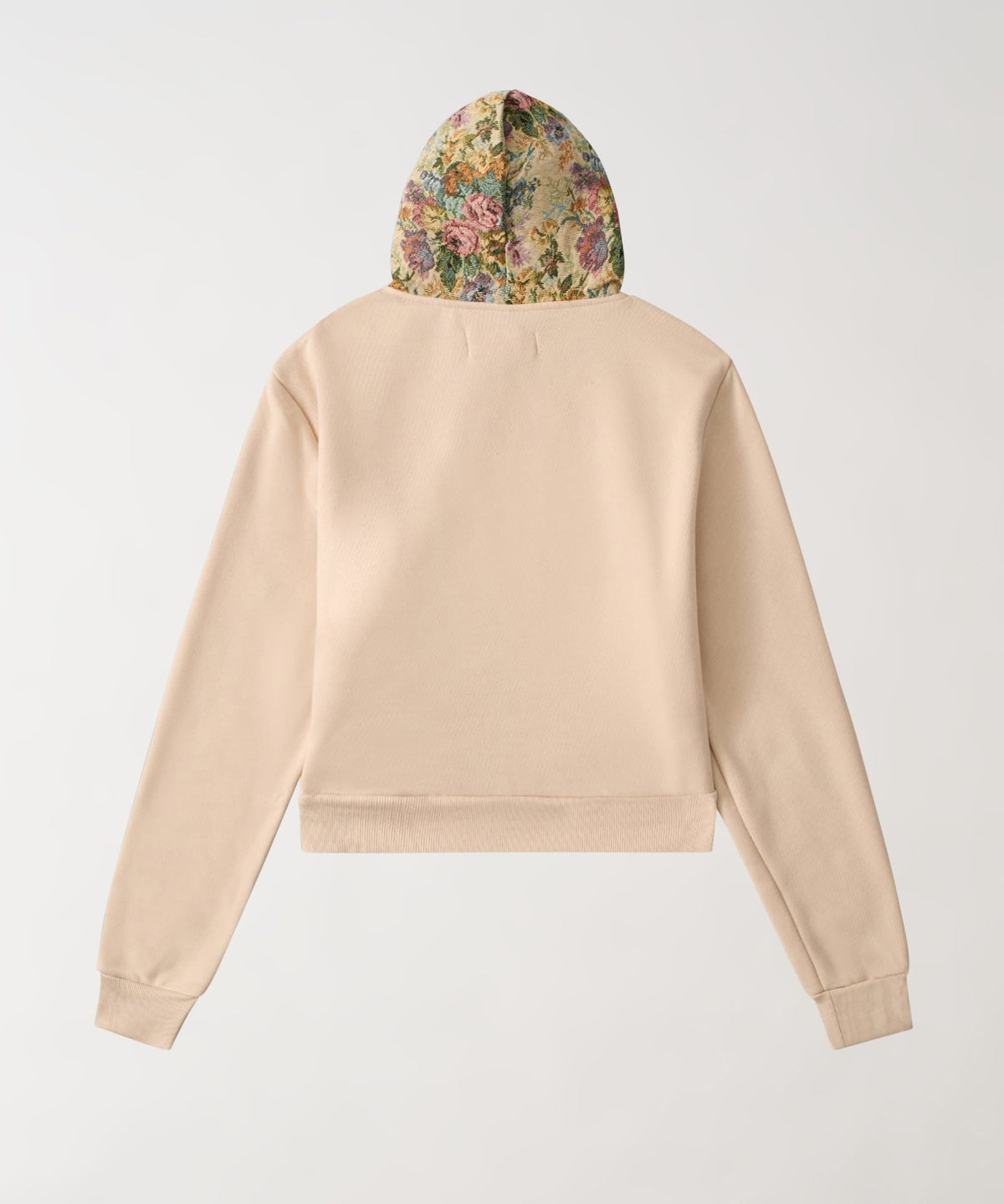 Reason Clothing Smart Buy | Women Floral Tapestry Graphic Zip Up Hoodie - Khaki