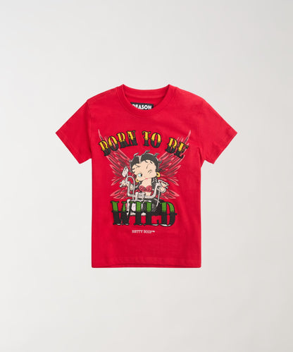 Reason Clothing Value | Women Betty Boop Born To Be Wild Baby Tee - Red