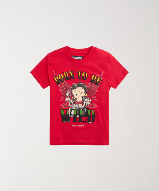 Reason Clothing Value | Women Betty Boop Born To Be Wild Baby Tee - Red