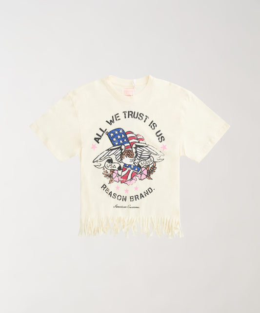 Reason Clothing Best Price | All We Trust Women's Graphic Short Sleeve Tee - Cream