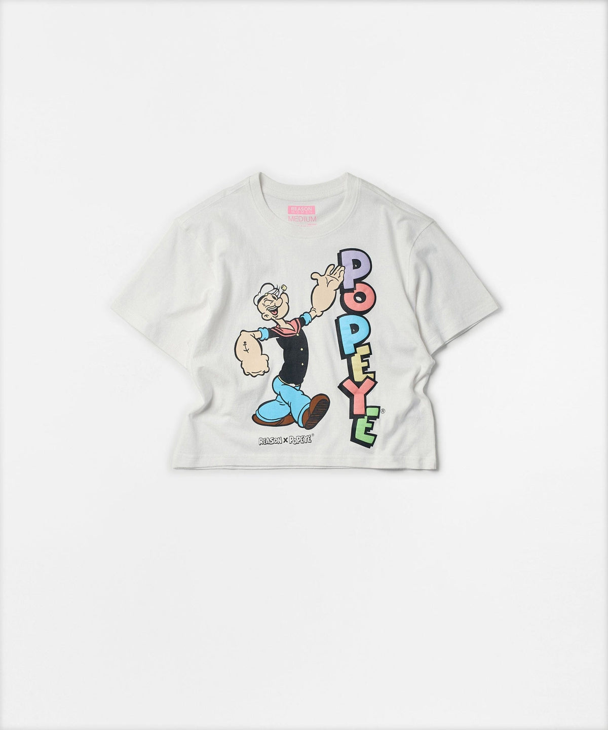 Reason Clothing Sale | Popeye Logo Women's Graphic Cropped Short Sleeve Tee - White