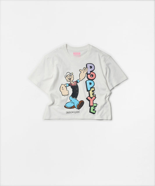 Reason Clothing Sale | Popeye Logo Women's Graphic Cropped Short Sleeve Tee - White