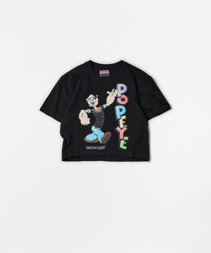 Reason Clothing Value | Popeye Classic Women's Graphic Short Sleeve Cropped Tee - Black
