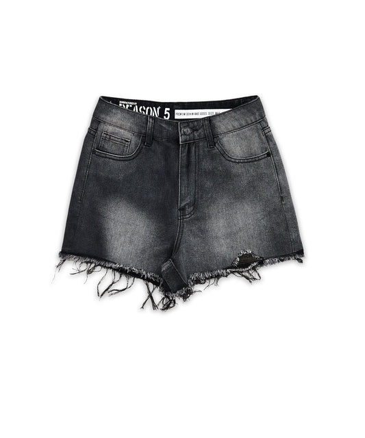 Reason Clothing Great Value | Nora Women's Distressed Denim Shorts - Black