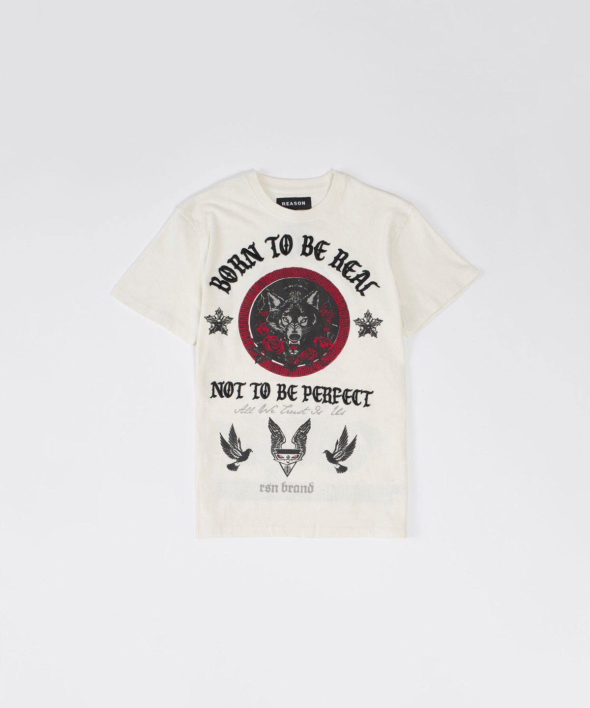 Reason Clothing Best Seller | Kids Trust No 1 Embroidered Short Sleeve Tee - Cream