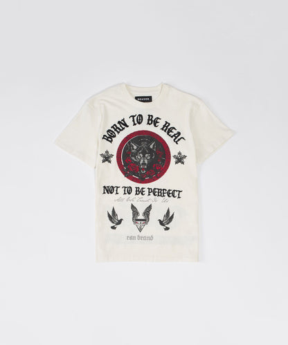 Reason Clothing Best Seller | Kids Trust No 1 Embroidered Short Sleeve Tee - Cream