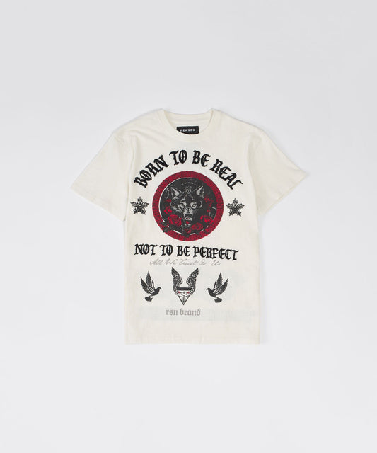Reason Clothing Best Seller | Kids Trust No 1 Embroidered Short Sleeve Tee - Cream
