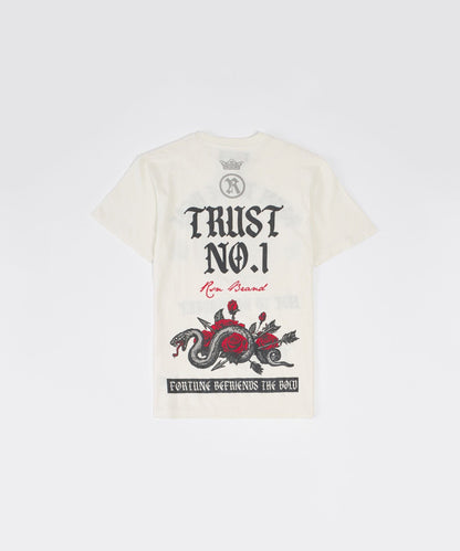 Reason Clothing Best Seller | Kids Trust No 1 Embroidered Short Sleeve Tee - Cream