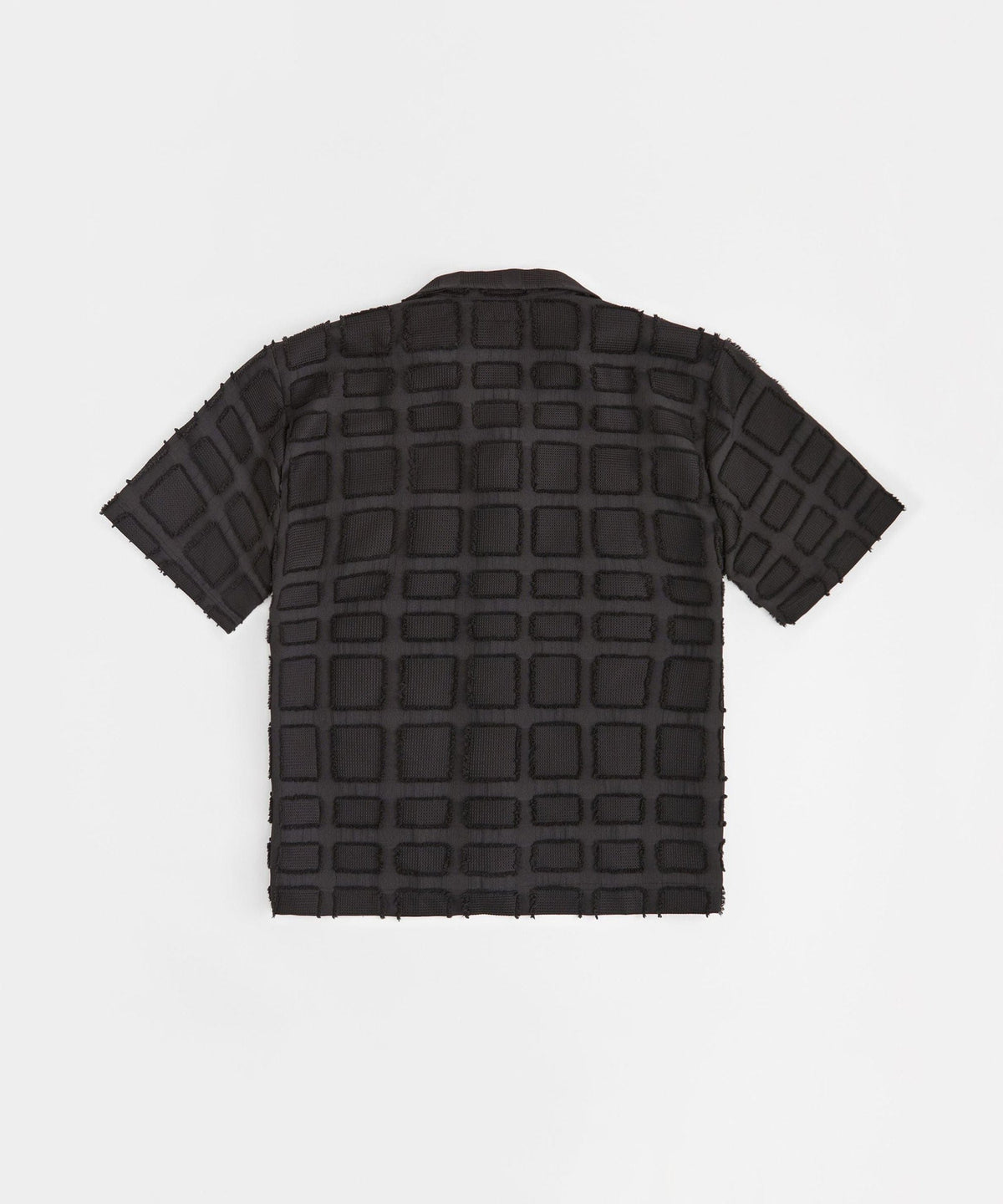 Reason Clothing Classic | Grid Kid's Textured Button Down Short Sleeve Shirt - Black