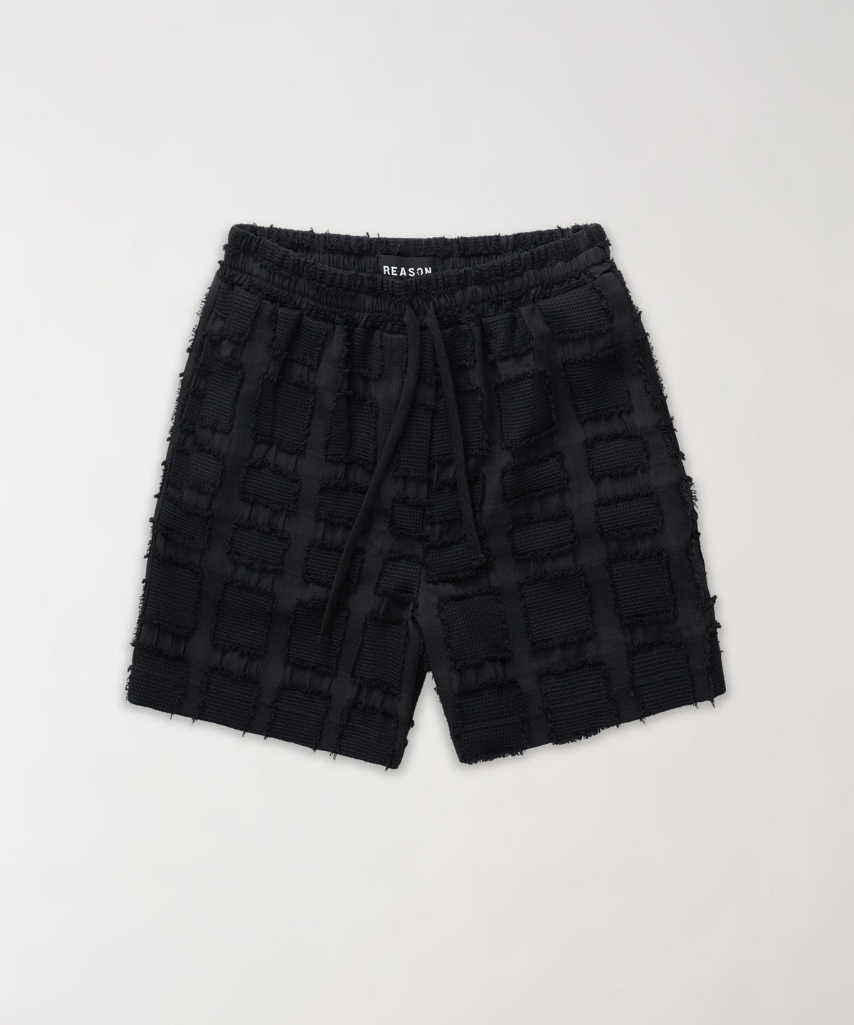 Reason Clothing Popular | Grid Kid's Textured Shorts - Black
