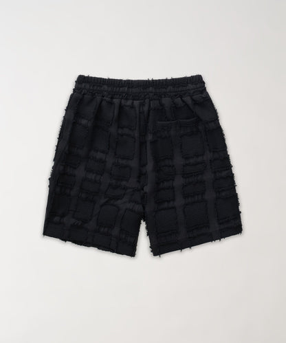 Reason Clothing Popular | Grid Kid's Textured Shorts - Black