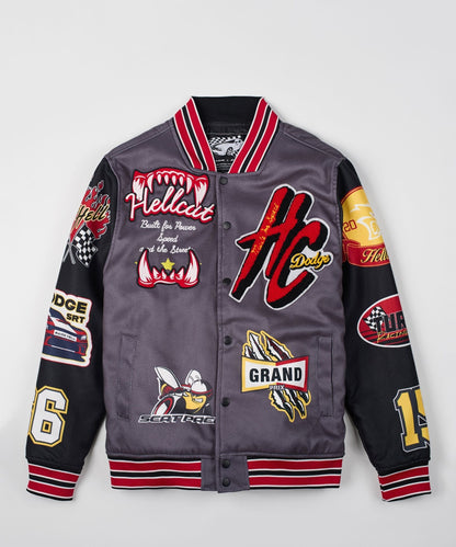Reason Clothing Trusted | Kids Dodge Hellcat Varsity Jacket - Grey