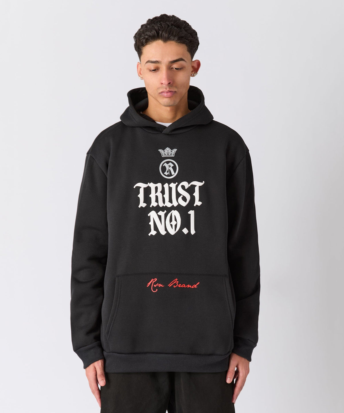 Reason Clothing Essential | Trust No. 1 Graphic Long Sleeve Hoodie - Black