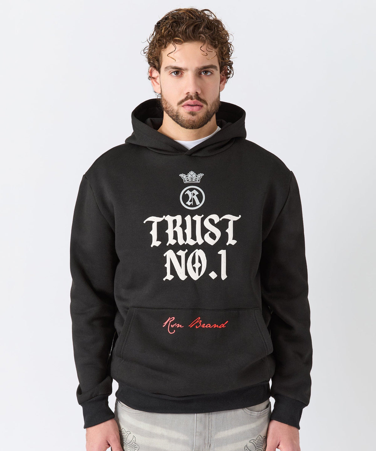 Reason Clothing Essential | Trust No. 1 Graphic Long Sleeve Hoodie - Black