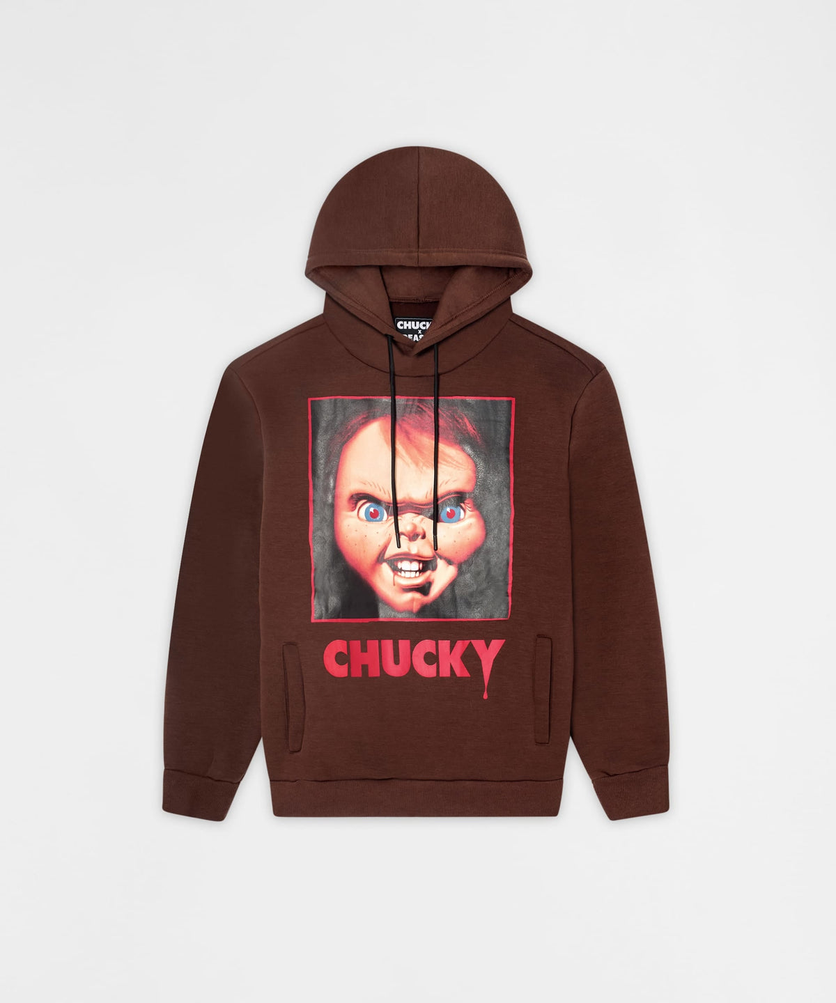 Reason Clothing Top Pick | Chucky Face Graphic Long Sleeve Hoodie - Brown
