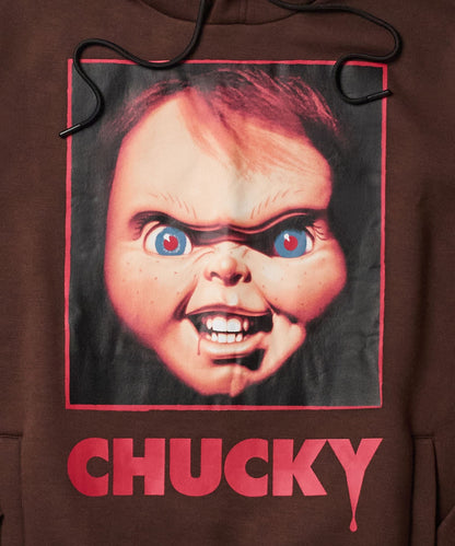 Reason Clothing Top Pick | Chucky Face Graphic Long Sleeve Hoodie - Brown