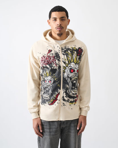 Reason Clothing Signature | Mayhem Fleece Graphic Zip Hoodie - Khaki